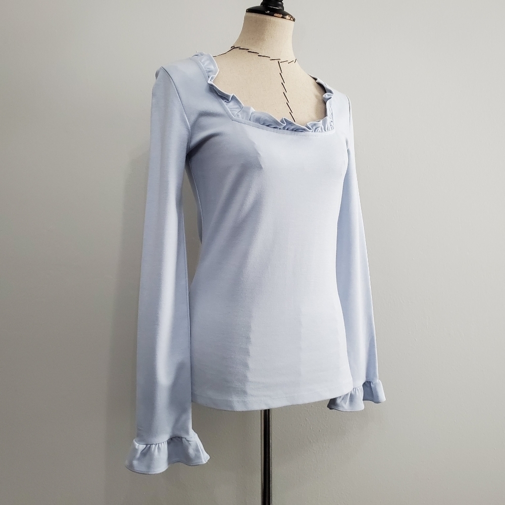 Rachel Parcell Light Blue Ruffle Top - Picture 3 of 11